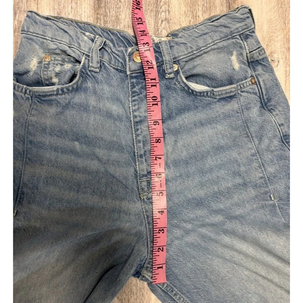 Free People We The Free High Rise Wide Leg Jeans Raw Hem Distressed 26 Boho